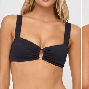 L*Space Black Bikini Top with gold accent